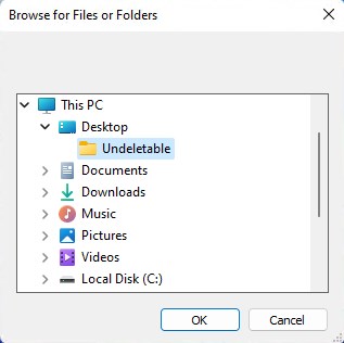 強制削除するフォルダを選択